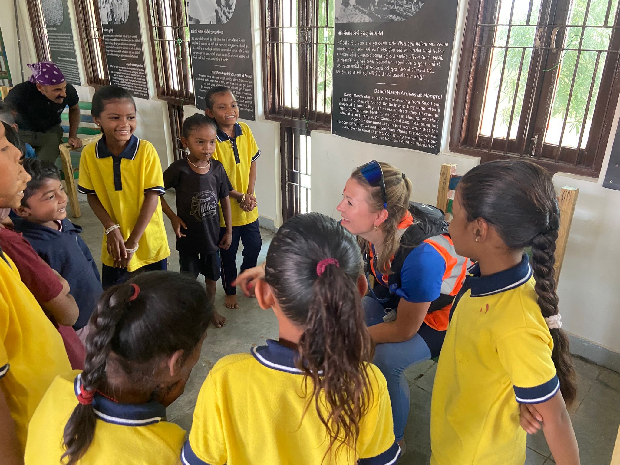 A school gathering in India during the ride